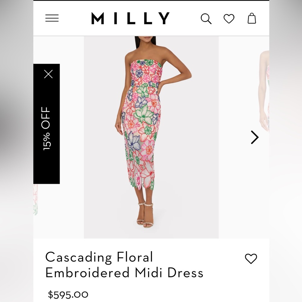 MILLY cascading floral midi dress